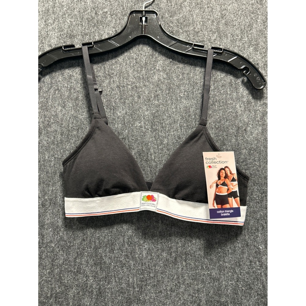Fruit of the Loom Triangle‎ Bralette Women XS Black New Fresh Collection FR182